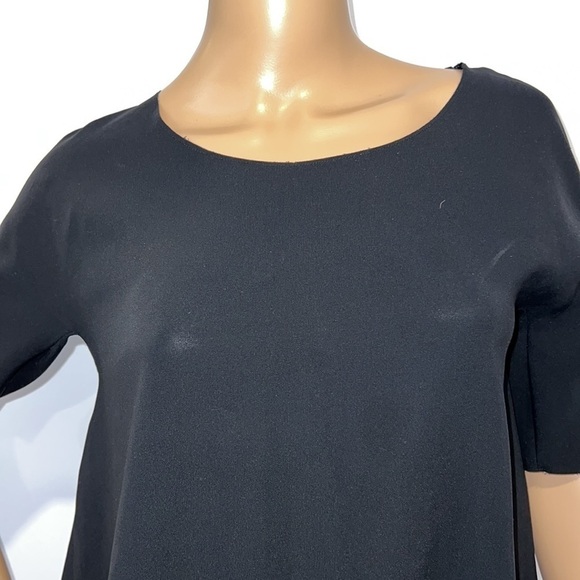 COS Black Laser Cut high low Ruffle Tunic top size 2 - Picture 2 of 12